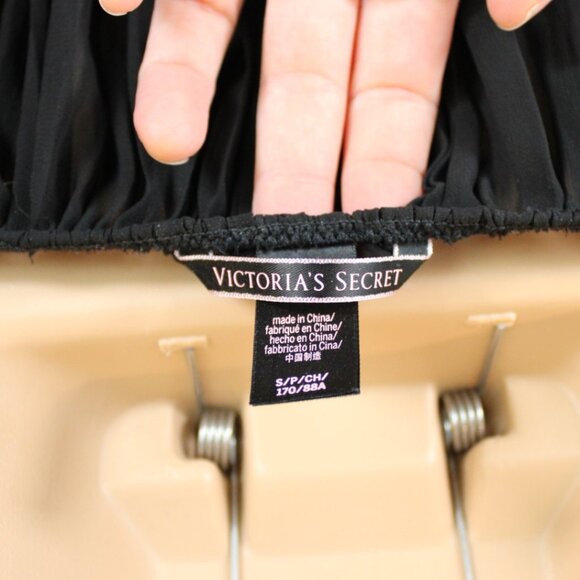 Victoria's Secret Negligee Black Lace Halter Pleated Skirt Small Short N124 - Picture 8 of 10